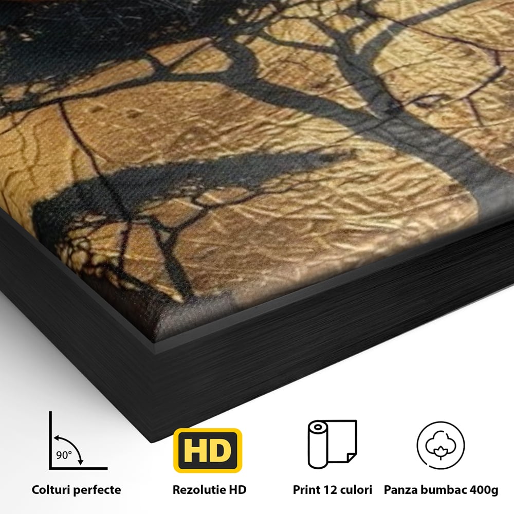 Tablou Canvas Premium, LuxCanva® G1048, Ochii Pamantului,  Privire, Pamant, Radacini, Aur, Arbore, Natura, Living, Dormitor, Culori Vibrante