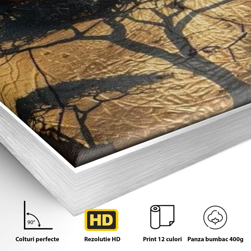 Tablou Canvas Premium, LuxCanva® G1048, Ochii Pamantului,  Privire, Pamant, Radacini, Aur, Arbore, Natura, Living, Dormitor, Culori Vibrante