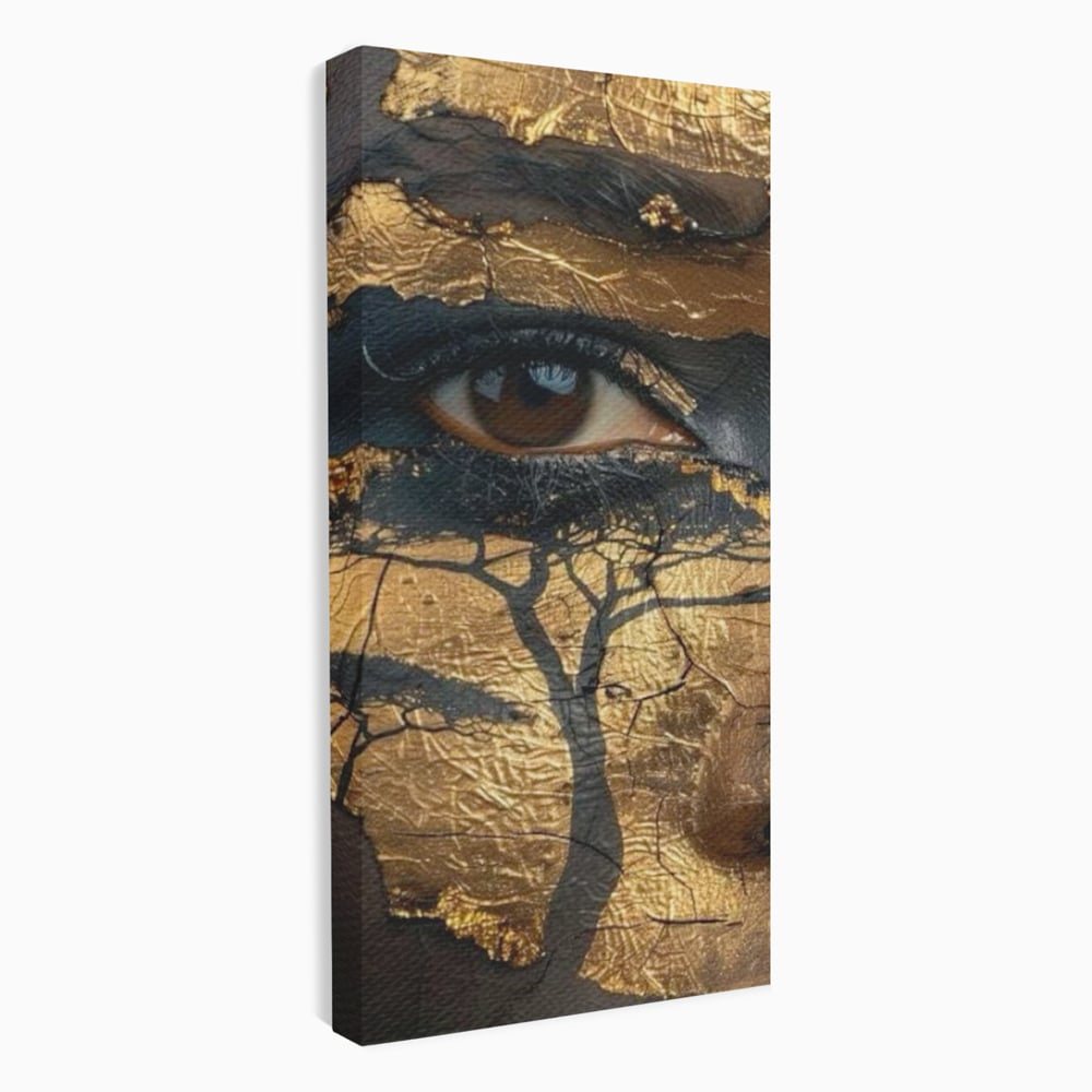 Tablou Canvas Premium, LuxCanva® G1048, Ochii Pamantului,  Privire, Pamant, Radacini, Aur, Arbore, Natura, Living, Dormitor, Culori Vibrante