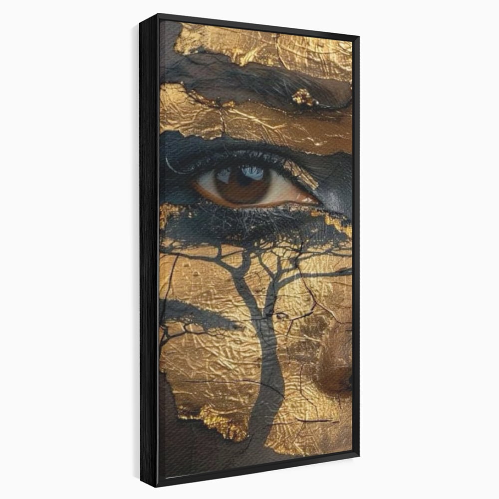 Tablou Canvas Premium, LuxCanva® G1048, Ochii Pamantului,  Privire, Pamant, Radacini, Aur, Arbore, Natura, Living, Dormitor, Culori Vibrante