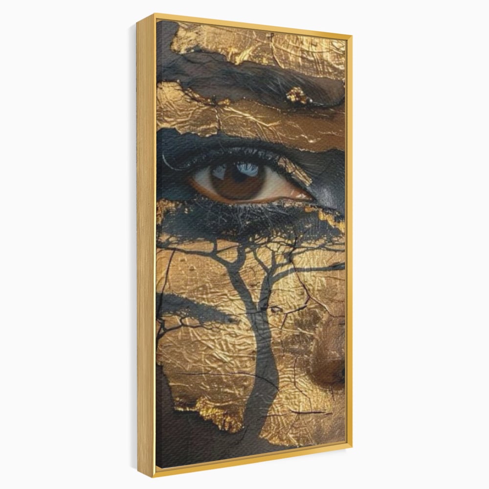 Tablou Canvas Premium, LuxCanva® G1048, Ochii Pamantului,  Privire, Pamant, Radacini, Aur, Arbore, Natura, Living, Dormitor, Culori Vibrante