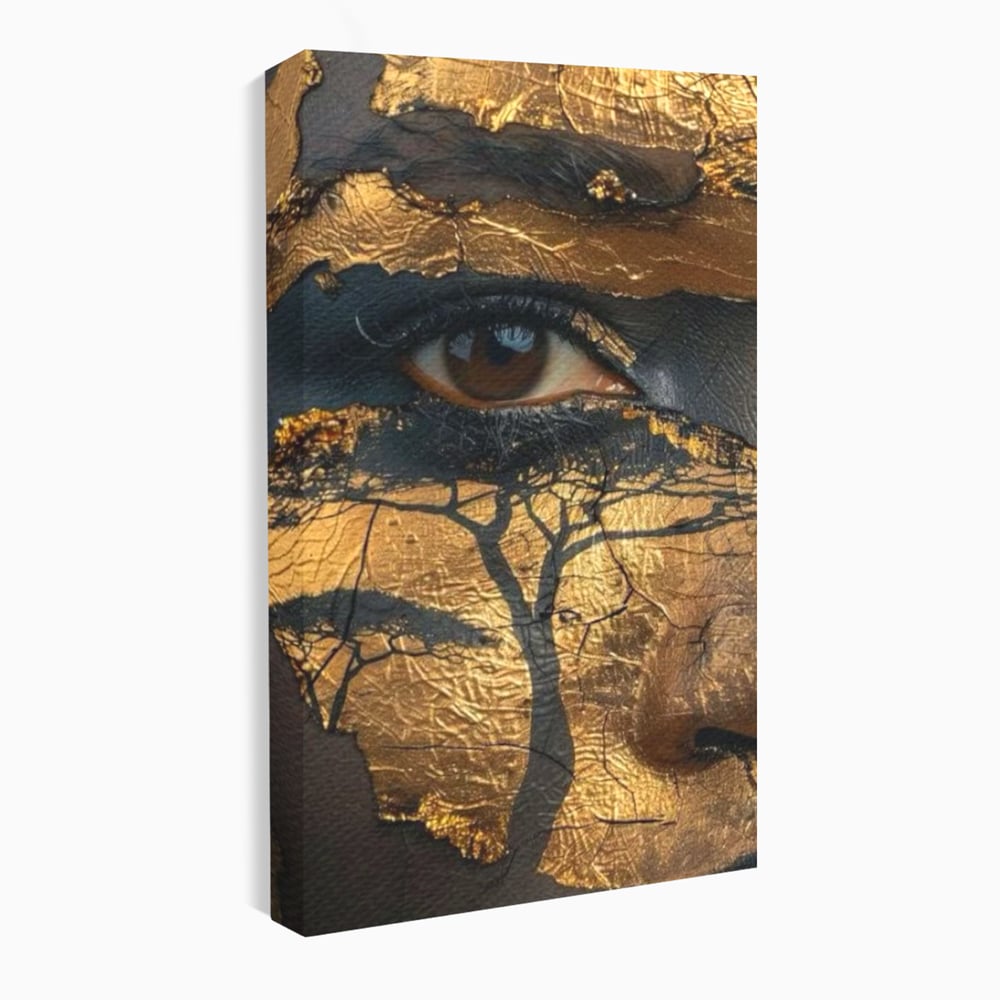 Tablou Canvas Premium, LuxCanva® G1048, Ochii Pamantului,  Privire, Pamant, Radacini, Aur, Arbore, Natura, Living, Dormitor, Culori Vibrante