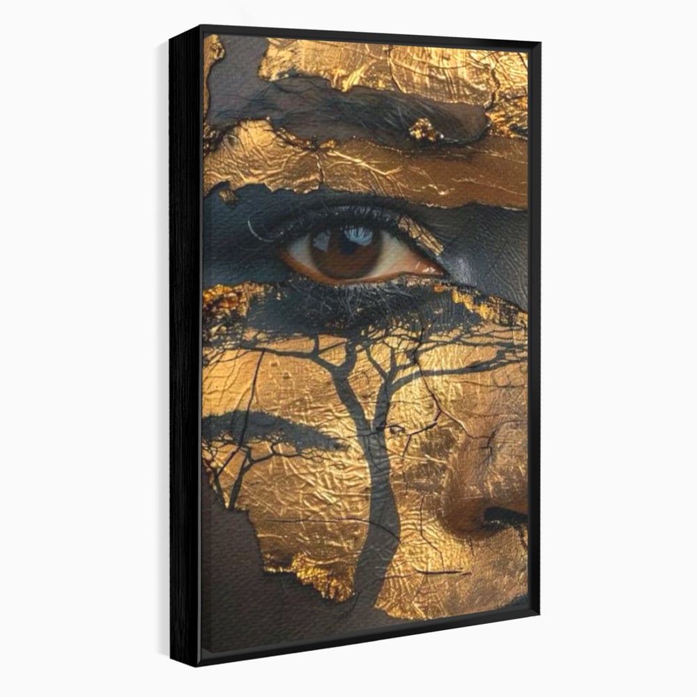 Tablou Canvas Premium, LuxCanva® G1048, Ochii Pamantului,  Privire, Pamant, Radacini, Aur, Arbore, Natura, Living, Dormitor, Culori Vibrante
