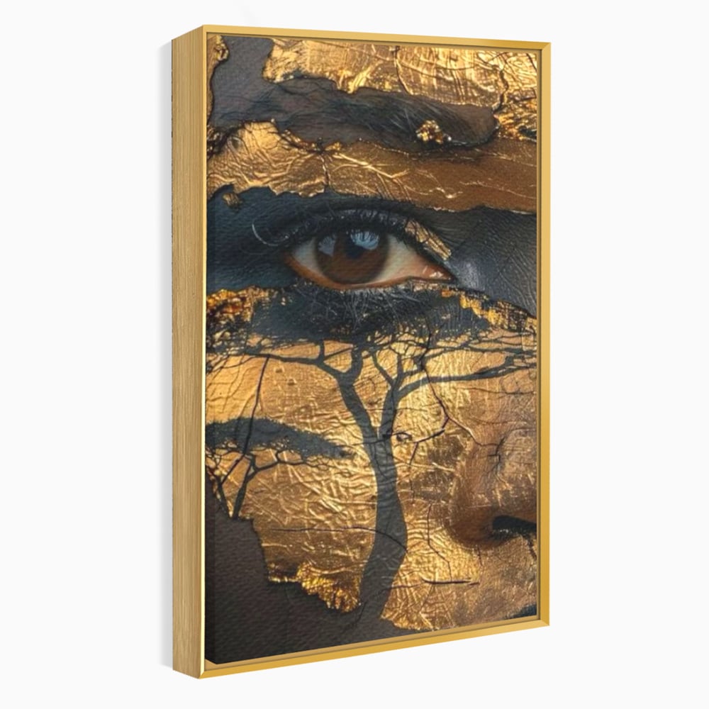 Tablou Canvas Premium, LuxCanva® G1048, Ochii Pamantului,  Privire, Pamant, Radacini, Aur, Arbore, Natura, Living, Dormitor, Culori Vibrante