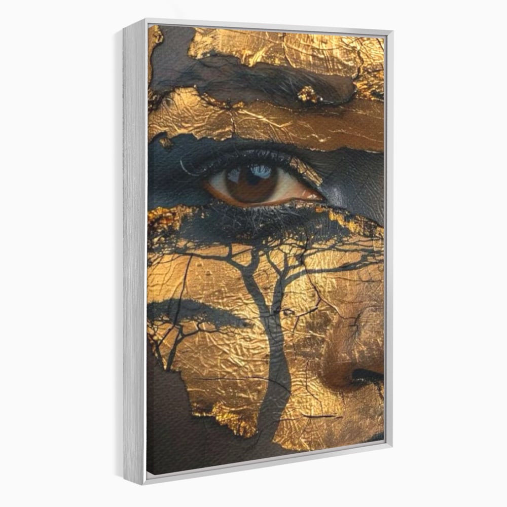 Tablou Canvas Premium, LuxCanva® G1048, Ochii Pamantului,  Privire, Pamant, Radacini, Aur, Arbore, Natura, Living, Dormitor, Culori Vibrante