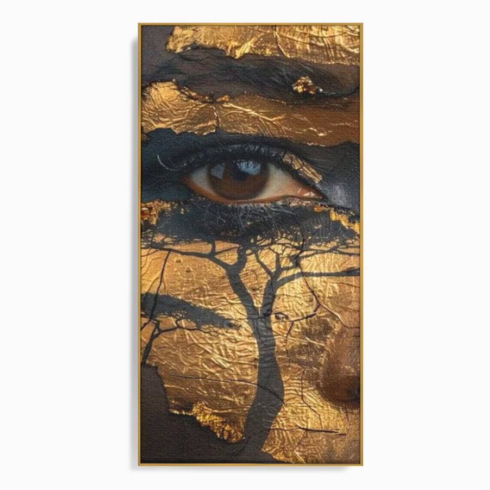 Tablou Canvas Premium, LuxCanva® G1048, Ochii Pamantului,  Privire, Pamant, Radacini, Aur, Arbore, Natura, Living, Dormitor, Culori Vibrante