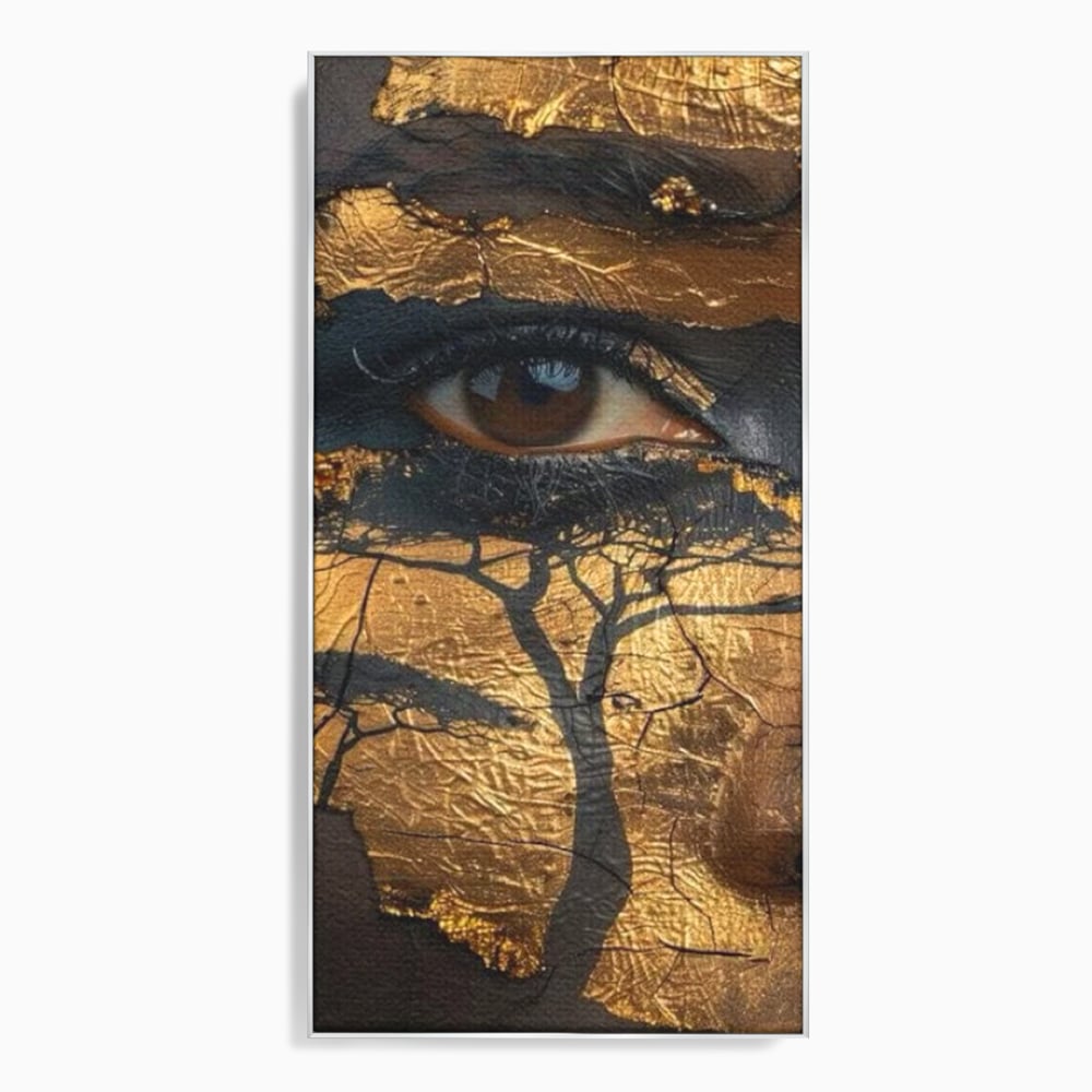 Tablou Canvas Premium, LuxCanva® G1048, Ochii Pamantului,  Privire, Pamant, Radacini, Aur, Arbore, Natura, Living, Dormitor, Culori Vibrante