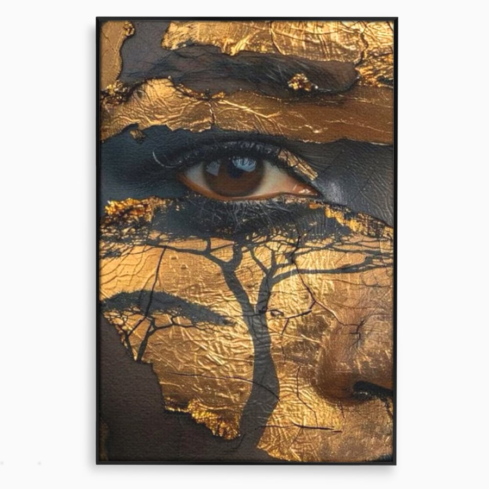 Tablou Canvas Premium, LuxCanva® G1048, Ochii Pamantului,  Privire, Pamant, Radacini, Aur, Arbore, Natura, Living, Dormitor, Culori Vibrante