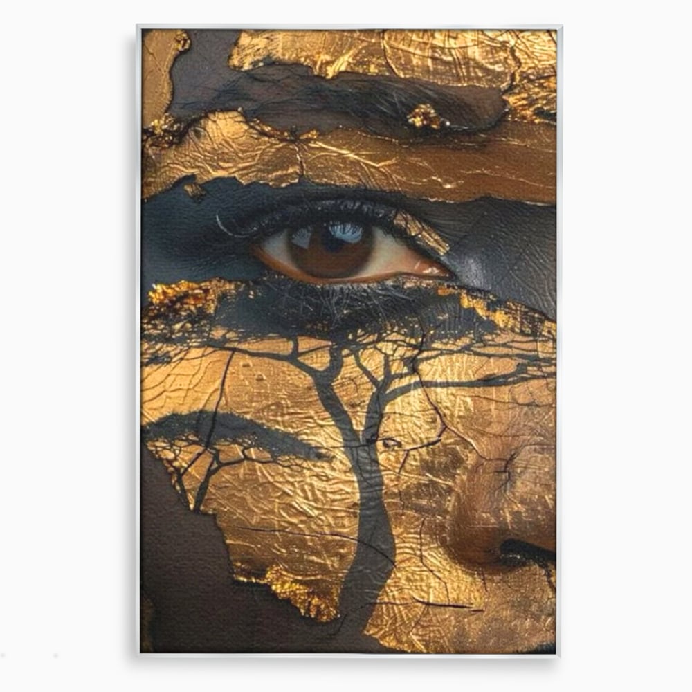 Tablou Canvas Premium, LuxCanva® G1048, Ochii Pamantului,  Privire, Pamant, Radacini, Aur, Arbore, Natura, Living, Dormitor, Culori Vibrante