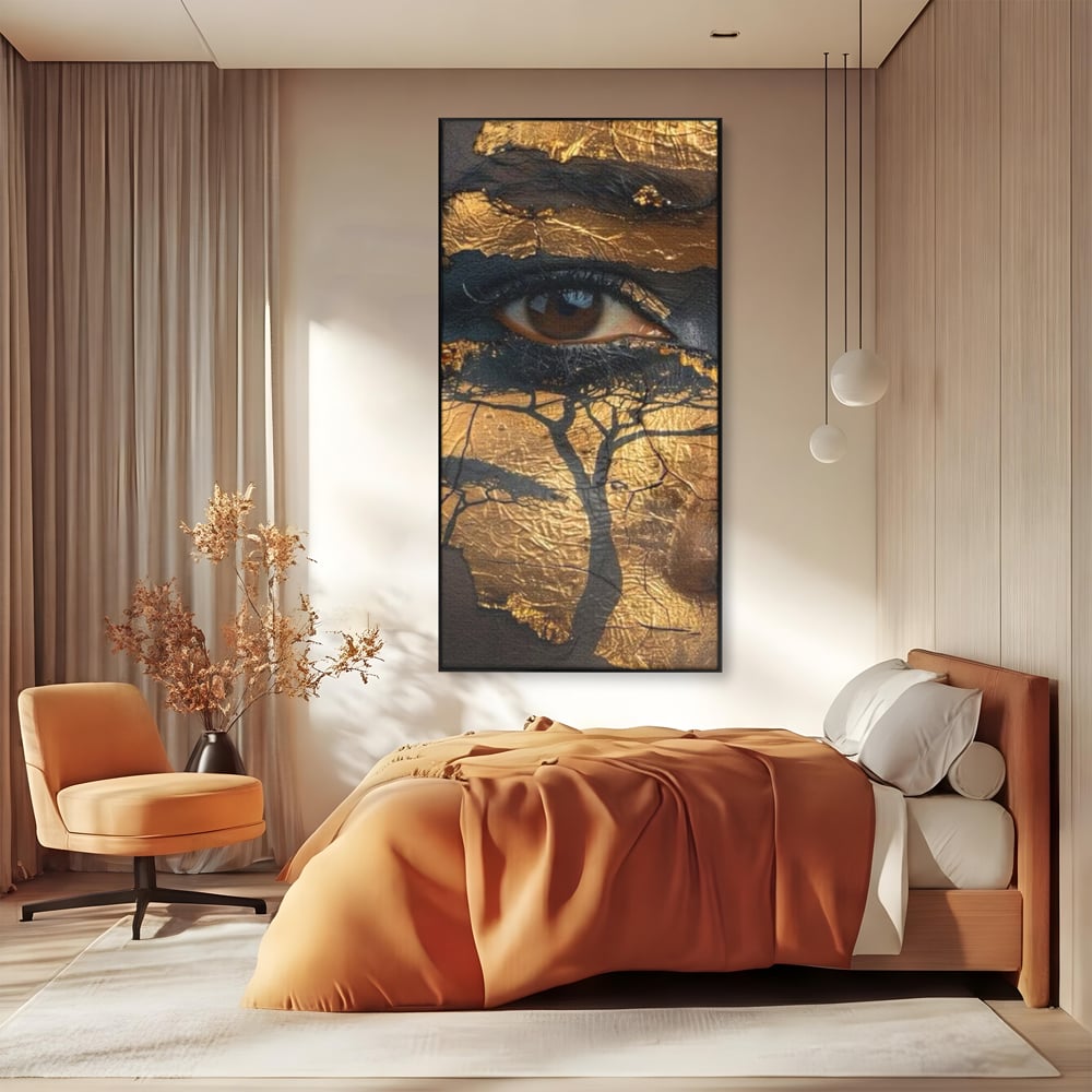 Tablou Canvas Premium, LuxCanva® G1048, Ochii Pamantului,  Privire, Pamant, Radacini, Aur, Arbore, Natura, Living, Dormitor, Culori Vibrante