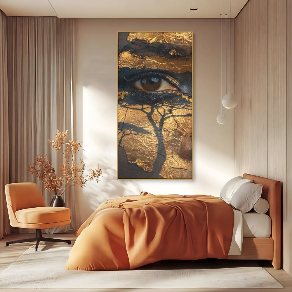 Tablou Canvas Premium, LuxCanva® G1048, Ochii Pamantului,  Privire, Pamant, Radacini, Aur, Arbore, Natura, Living, Dormitor, Culori Vibrante