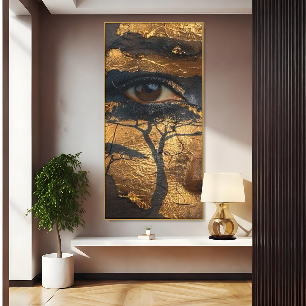 Tablou Canvas Premium, LuxCanva® G1048, Ochii Pamantului,  Privire, Pamant, Radacini, Aur, Arbore, Natura, Living, Dormitor, Culori Vibrante