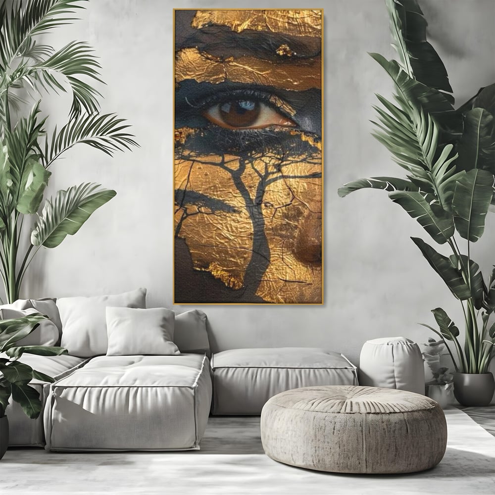 Tablou Canvas Premium, LuxCanva® G1048, Ochii Pamantului,  Privire, Pamant, Radacini, Aur, Arbore, Natura, Living, Dormitor, Culori Vibrante