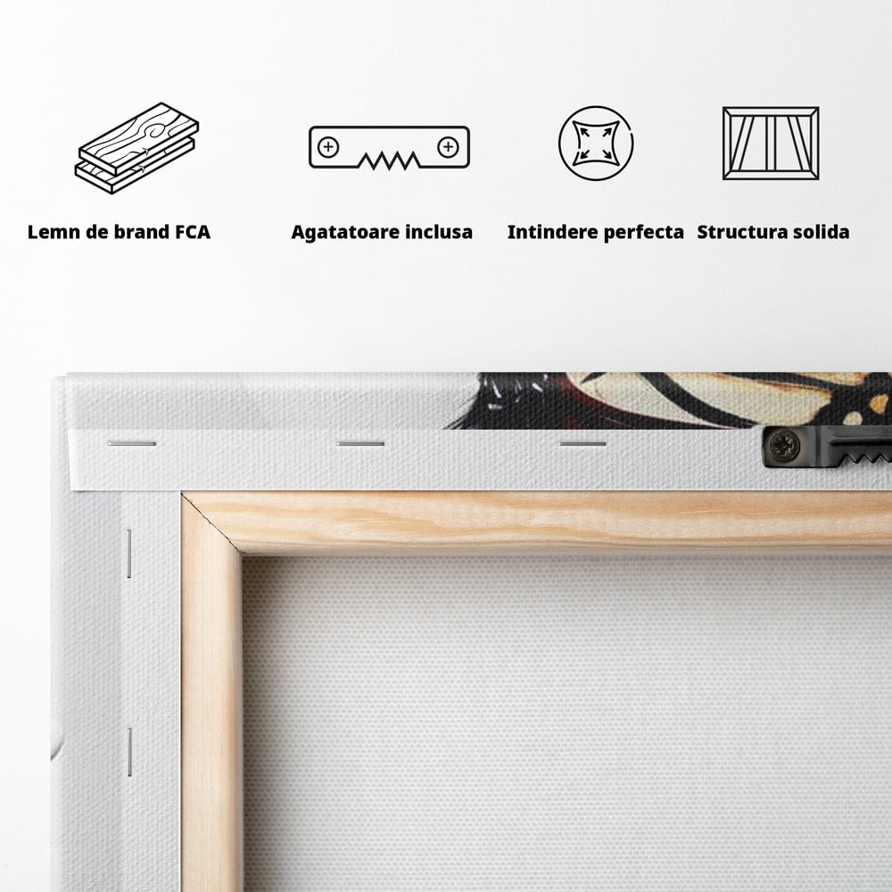 Tablou Canvas Premium LuxCanva® G1057, Fluturele Noptii , Transformare, Fluture, Omida, Simbioza, Metamorfoza, Living, Dormitor, Culori vibrante