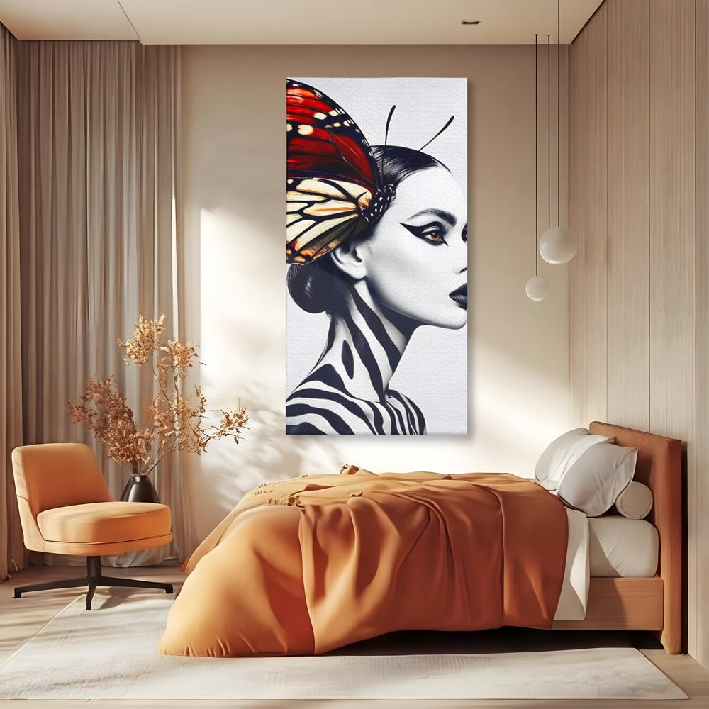 Tablou Canvas Premium LuxCanva® G1057, Fluturele Noptii , Transformare, Fluture, Omida, Simbioza, Metamorfoza, Living, Dormitor, Culori vibrante