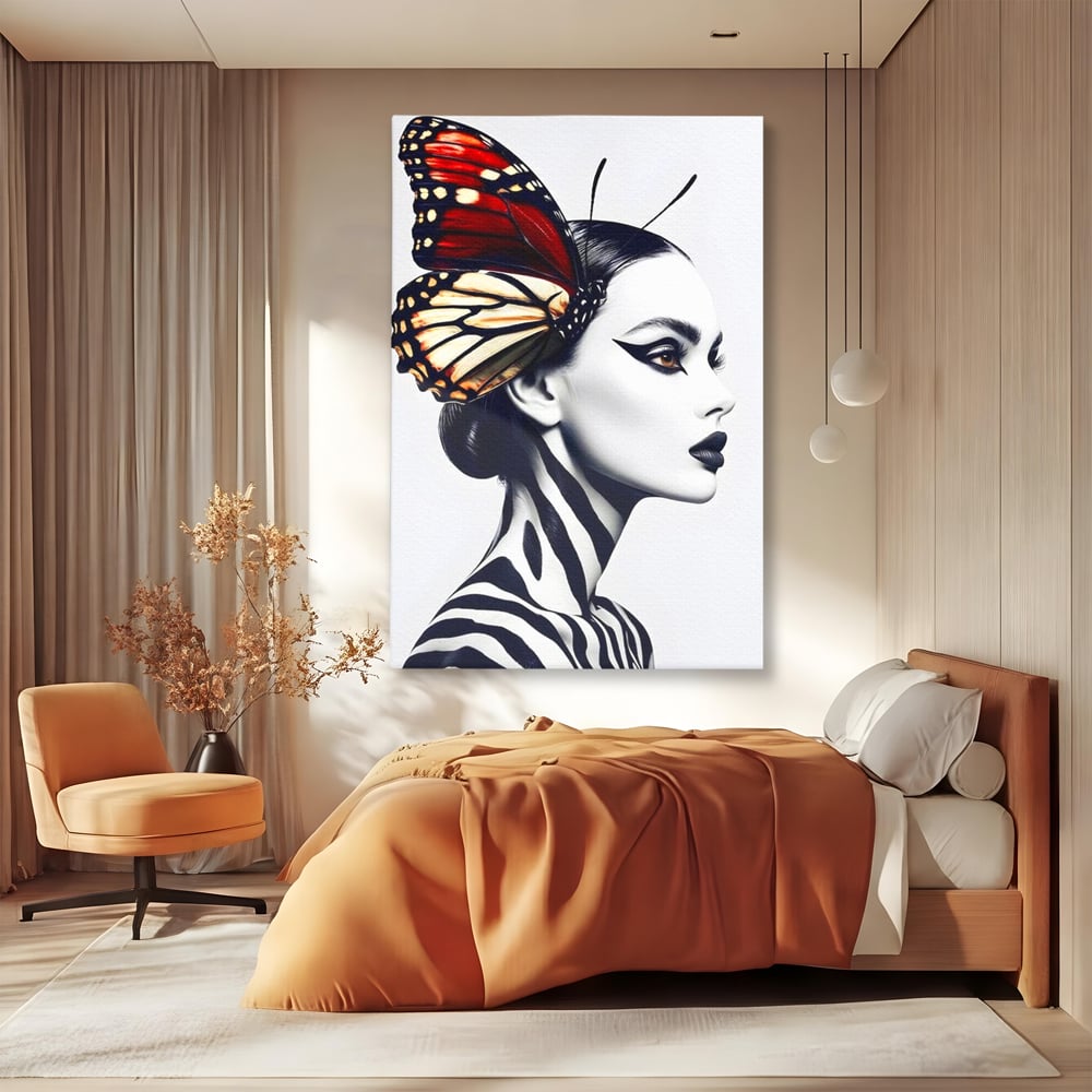 Tablou Canvas Premium LuxCanva® G1057, Fluturele Noptii , Transformare, Fluture, Omida, Simbioza, Metamorfoza, Living, Dormitor, Culori vibrante
