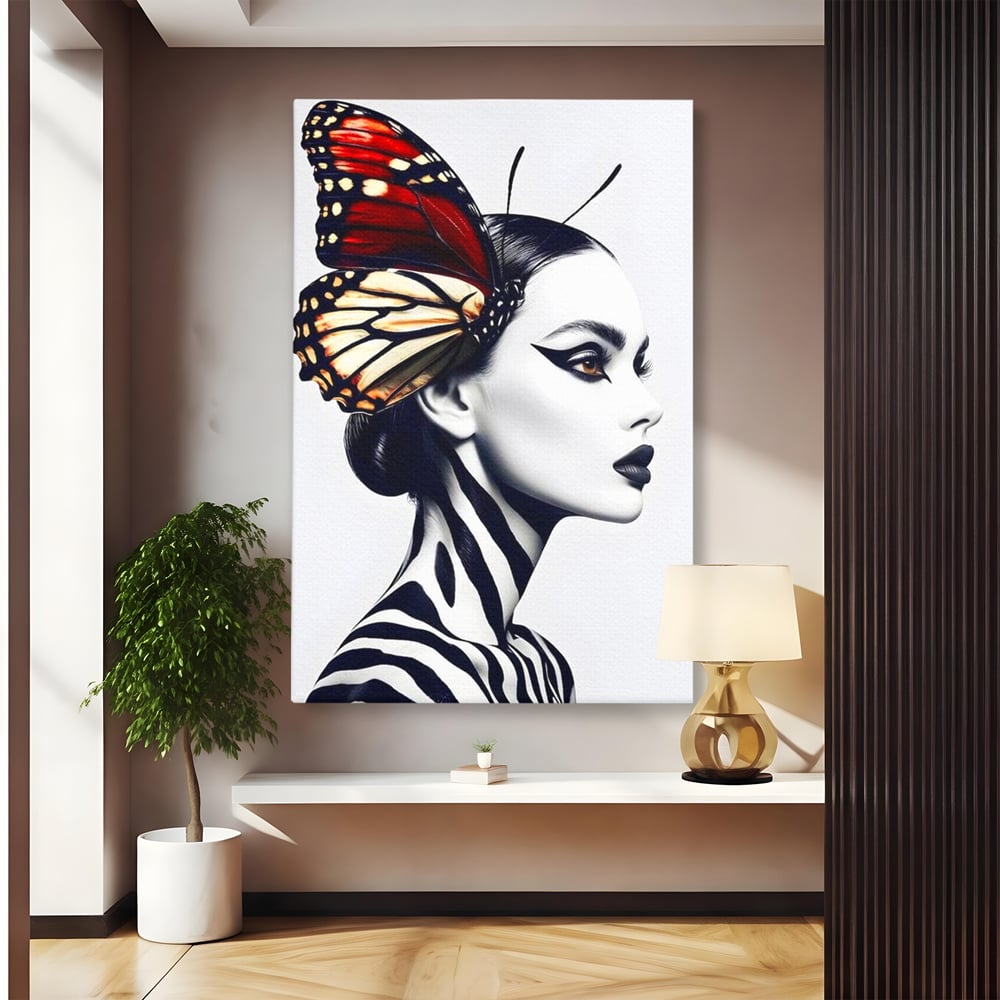 Tablou Canvas Premium LuxCanva® G1057, Fluturele Noptii , Transformare, Fluture, Omida, Simbioza, Metamorfoza, Living, Dormitor, Culori vibrante