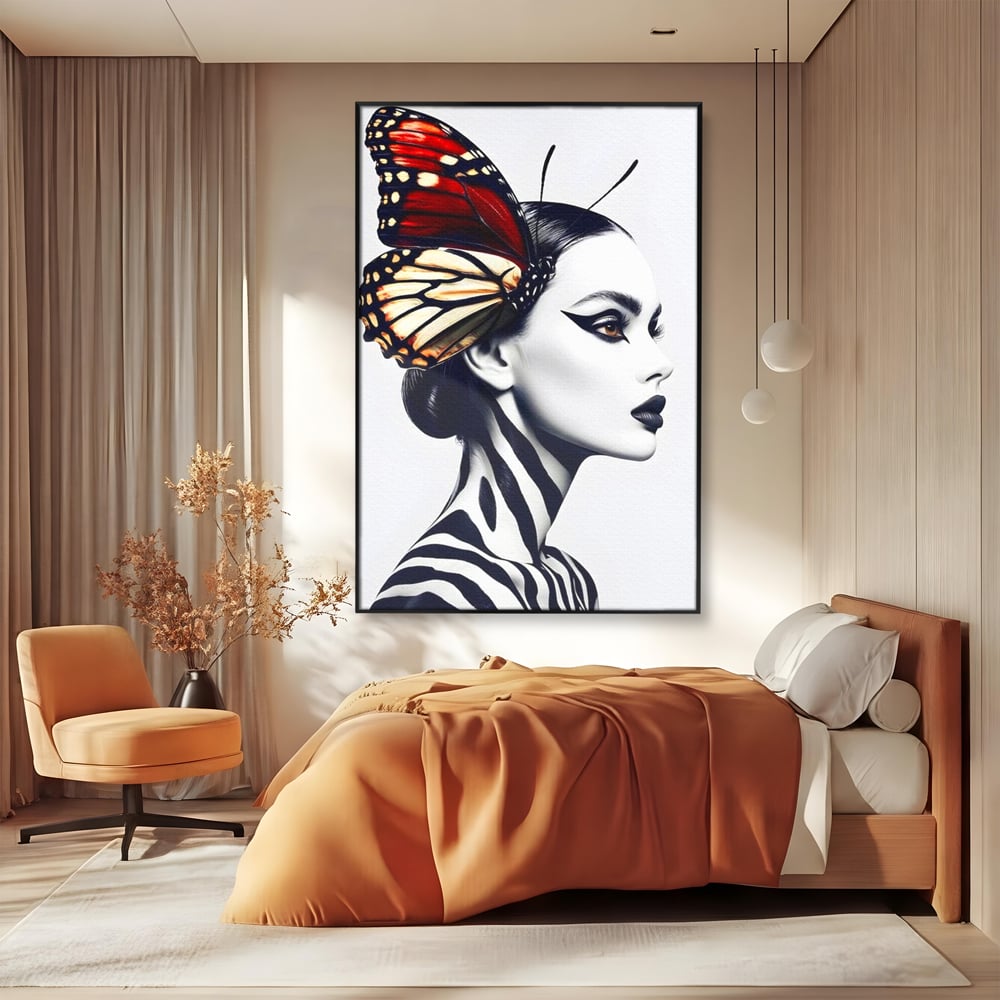 Tablou Canvas Premium LuxCanva® G1057, Fluturele Noptii , Transformare, Fluture, Omida, Simbioza, Metamorfoza, Living, Dormitor, Culori vibrante
