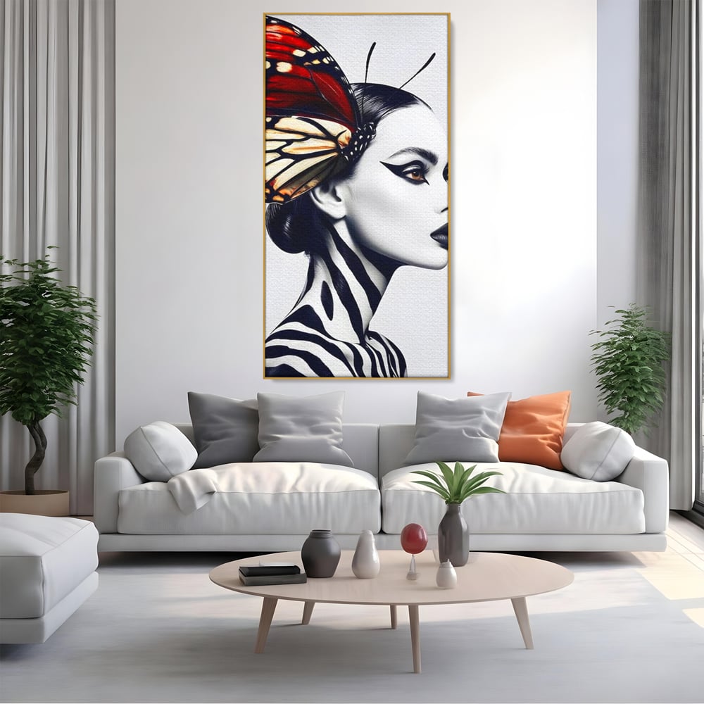 Tablou Canvas Premium LuxCanva® G1057, Fluturele Noptii , Transformare, Fluture, Omida, Simbioza, Metamorfoza, Living, Dormitor, Culori vibrante