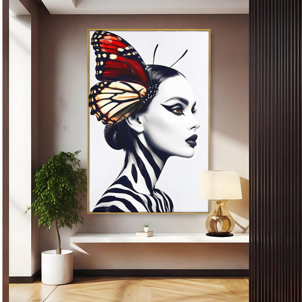 Tablou Canvas Premium LuxCanva® G1057, Fluturele Noptii , Transformare, Fluture, Omida, Simbioza, Metamorfoza, Living, Dormitor, Culori vibrante