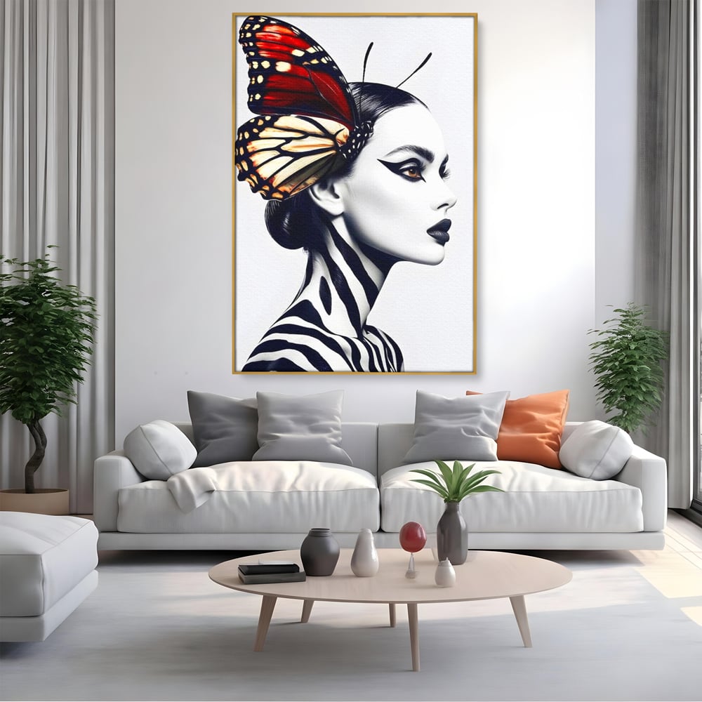 Tablou Canvas Premium LuxCanva® G1057, Fluturele Noptii , Transformare, Fluture, Omida, Simbioza, Metamorfoza, Living, Dormitor, Culori vibrante