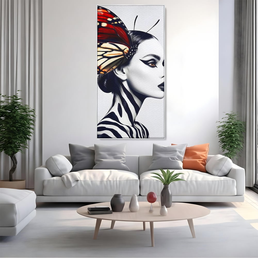 Tablou Canvas Premium LuxCanva® G1057, Fluturele Noptii , Transformare, Fluture, Omida, Simbioza, Metamorfoza, Living, Dormitor, Culori vibrante