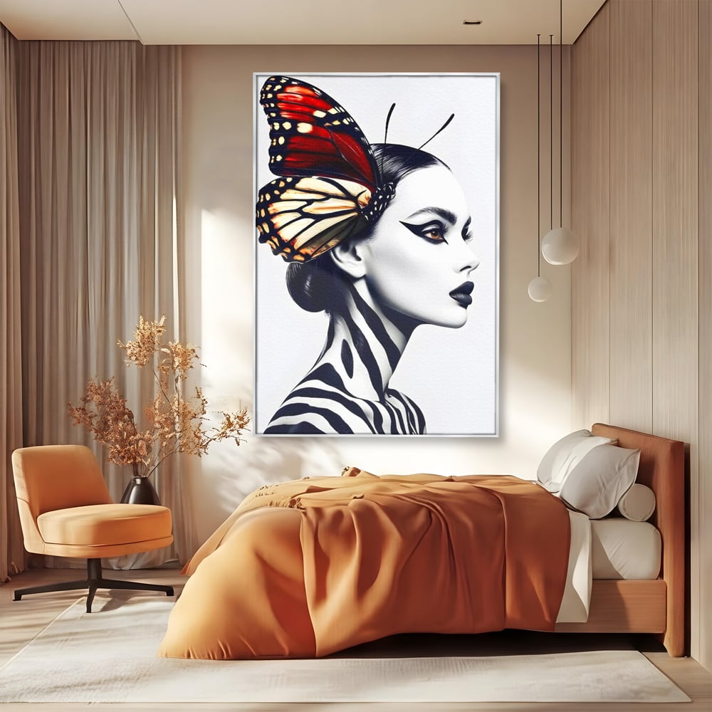 Tablou Canvas Premium LuxCanva® G1057, Fluturele Noptii , Transformare, Fluture, Omida, Simbioza, Metamorfoza, Living, Dormitor, Culori vibrante