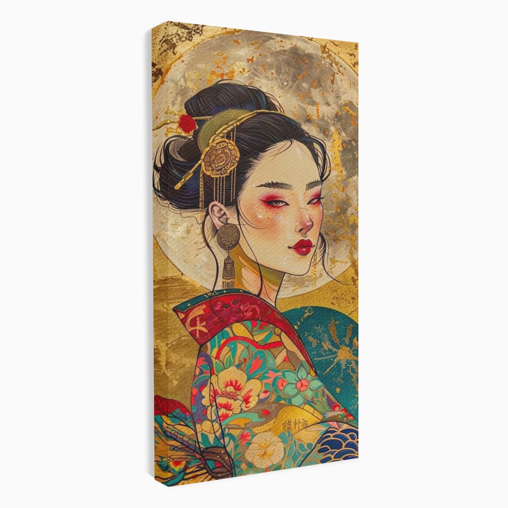 Tablou Canvas Premium LuxCanva® G1059, Misterul Unei Gheise , Japonia, Oriental, Kimono, Detalii, Eleganta, Samurai, Gheisa, Living, Dormitor