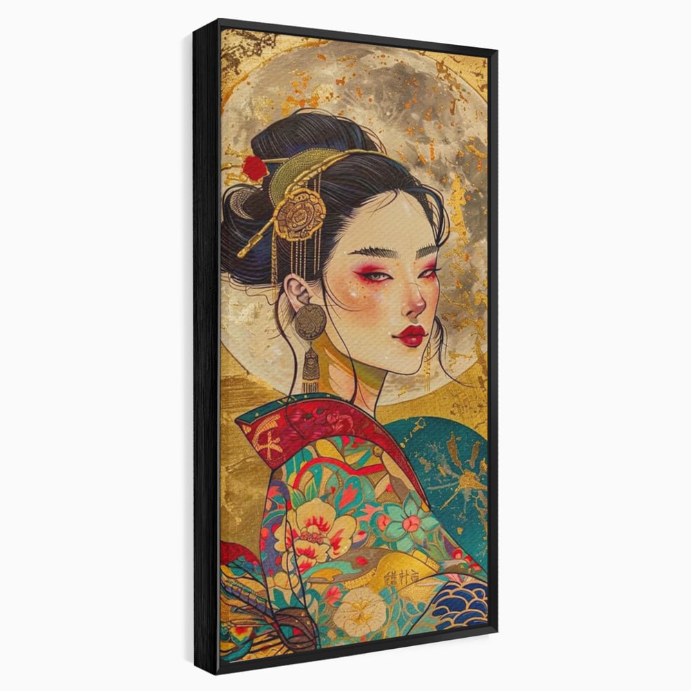 Tablou Canvas Premium LuxCanva® G1059, Misterul Unei Gheise , Japonia, Oriental, Kimono, Detalii, Eleganta, Samurai, Gheisa, Living, Dormitor