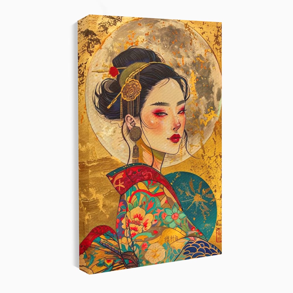 Tablou Canvas Premium LuxCanva® G1059, Misterul Unei Gheise , Japonia, Oriental, Kimono, Detalii, Eleganta, Samurai, Gheisa, Living, Dormitor