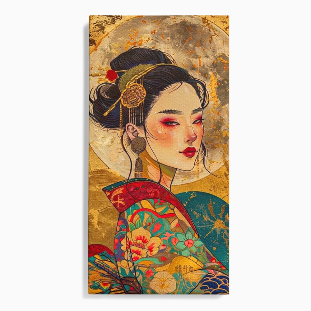 Tablou Canvas Premium LuxCanva® G1059, Misterul Unei Gheise , Japonia, Oriental, Kimono, Detalii, Eleganta, Samurai, Gheisa, Living, Dormitor
