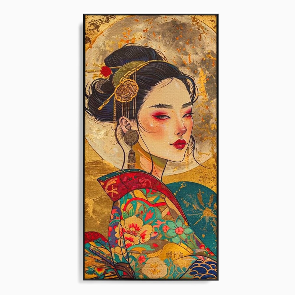 Tablou Canvas Premium LuxCanva® G1059, Misterul Unei Gheise , Japonia, Oriental, Kimono, Detalii, Eleganta, Samurai, Gheisa, Living, Dormitor