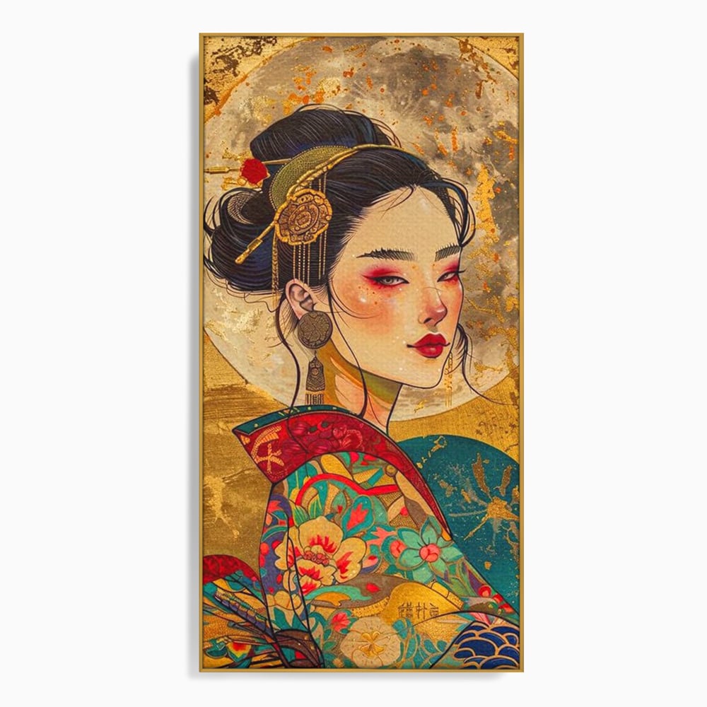 Tablou Canvas Premium LuxCanva® G1059, Misterul Unei Gheise , Japonia, Oriental, Kimono, Detalii, Eleganta, Samurai, Gheisa, Living, Dormitor