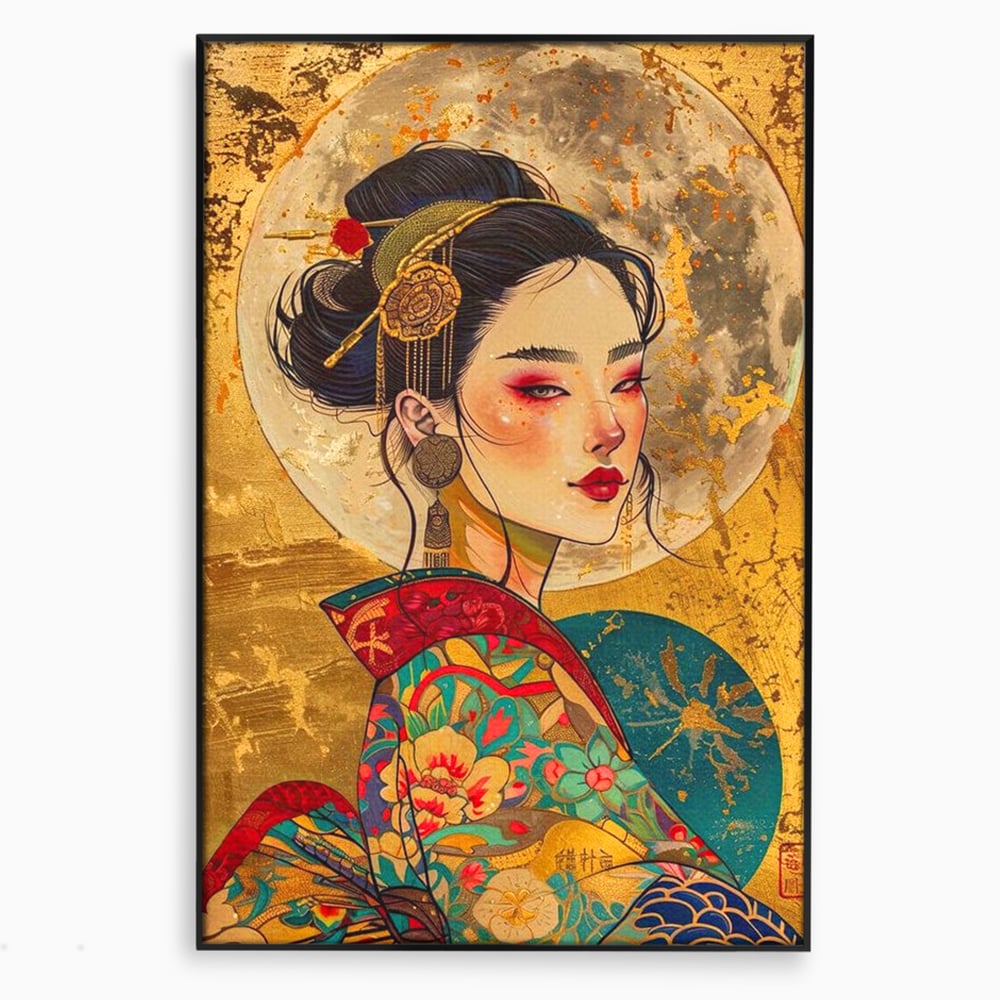 Tablou Canvas Premium LuxCanva® G1059, Misterul Unei Gheise , Japonia, Oriental, Kimono, Detalii, Eleganta, Samurai, Gheisa, Living, Dormitor
