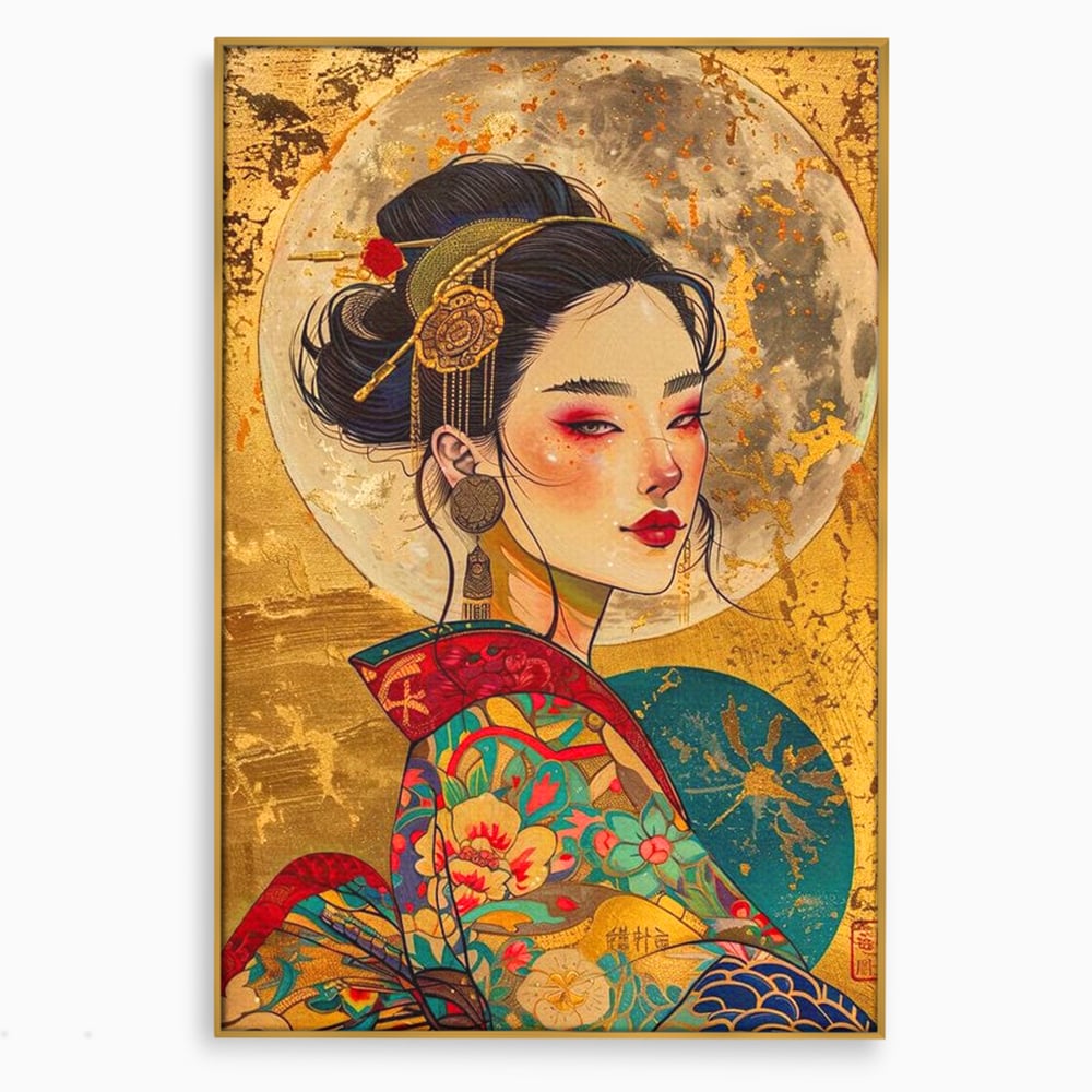 Tablou Canvas Premium LuxCanva® G1059, Misterul Unei Gheise , Japonia, Oriental, Kimono, Detalii, Eleganta, Samurai, Gheisa, Living, Dormitor