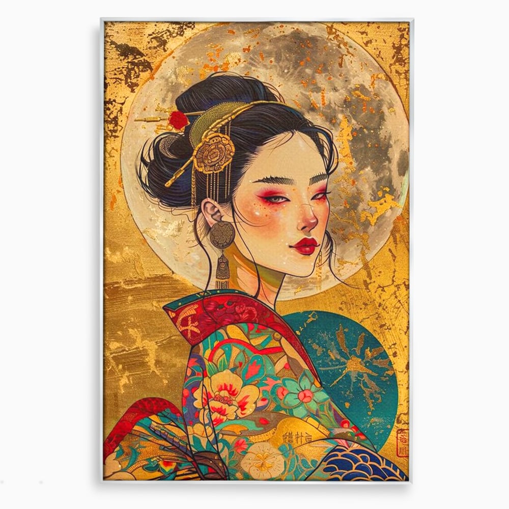 Tablou Canvas Premium LuxCanva® G1059, Misterul Unei Gheise , Japonia, Oriental, Kimono, Detalii, Eleganta, Samurai, Gheisa, Living, Dormitor