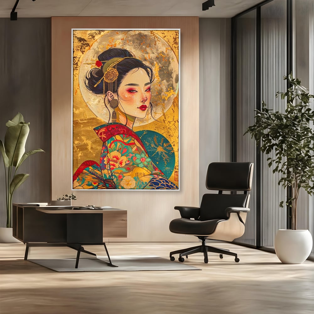 Tablou Canvas Premium LuxCanva® G1059, Misterul Unei Gheise , Japonia, Oriental, Kimono, Detalii, Eleganta, Samurai, Gheisa, Living, Dormitor
