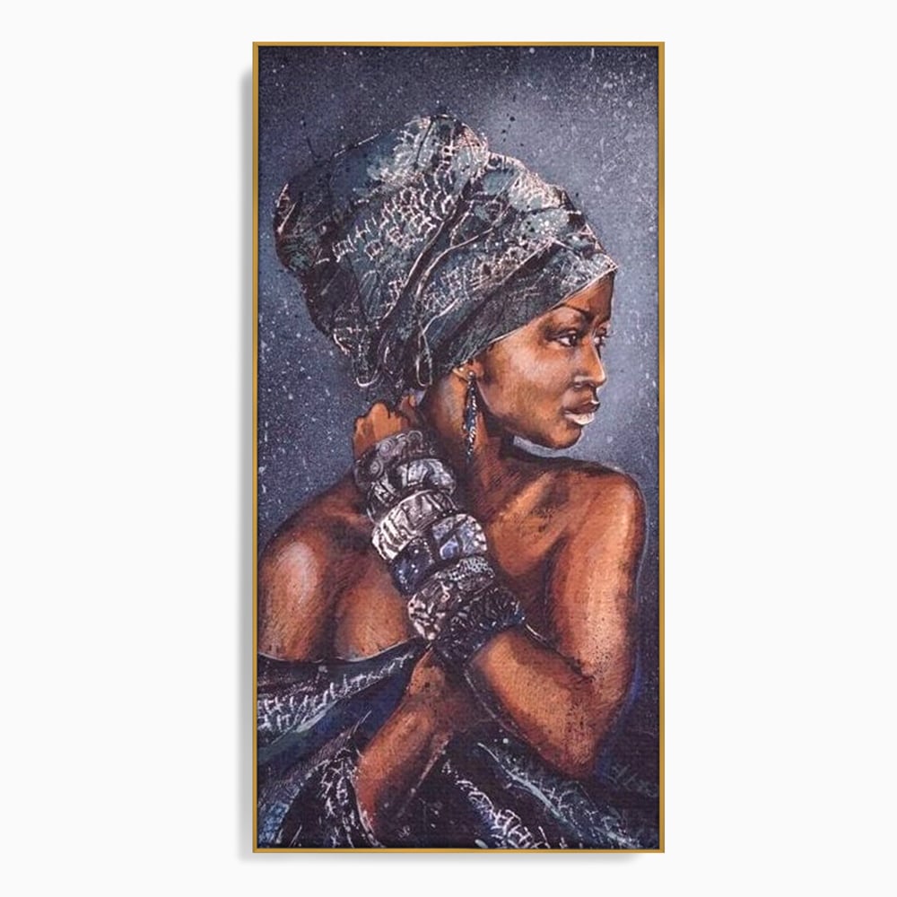 Tablou Canvas Premium LuxCanva® G1060, Aura Femeii Africane , Regala, Eterna, Turban, Cultura, Noblete, Feminism, Identitate, Living, Dormitor
