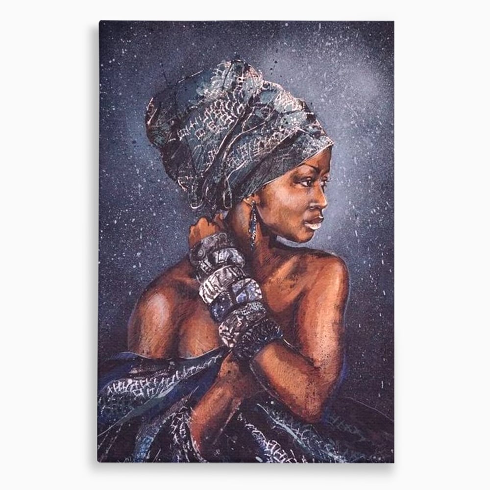 Tablou Canvas Premium LuxCanva® G1060, Aura Femeii Africane , Regala, Eterna, Turban, Cultura, Noblete, Feminism, Identitate, Living, Dormitor