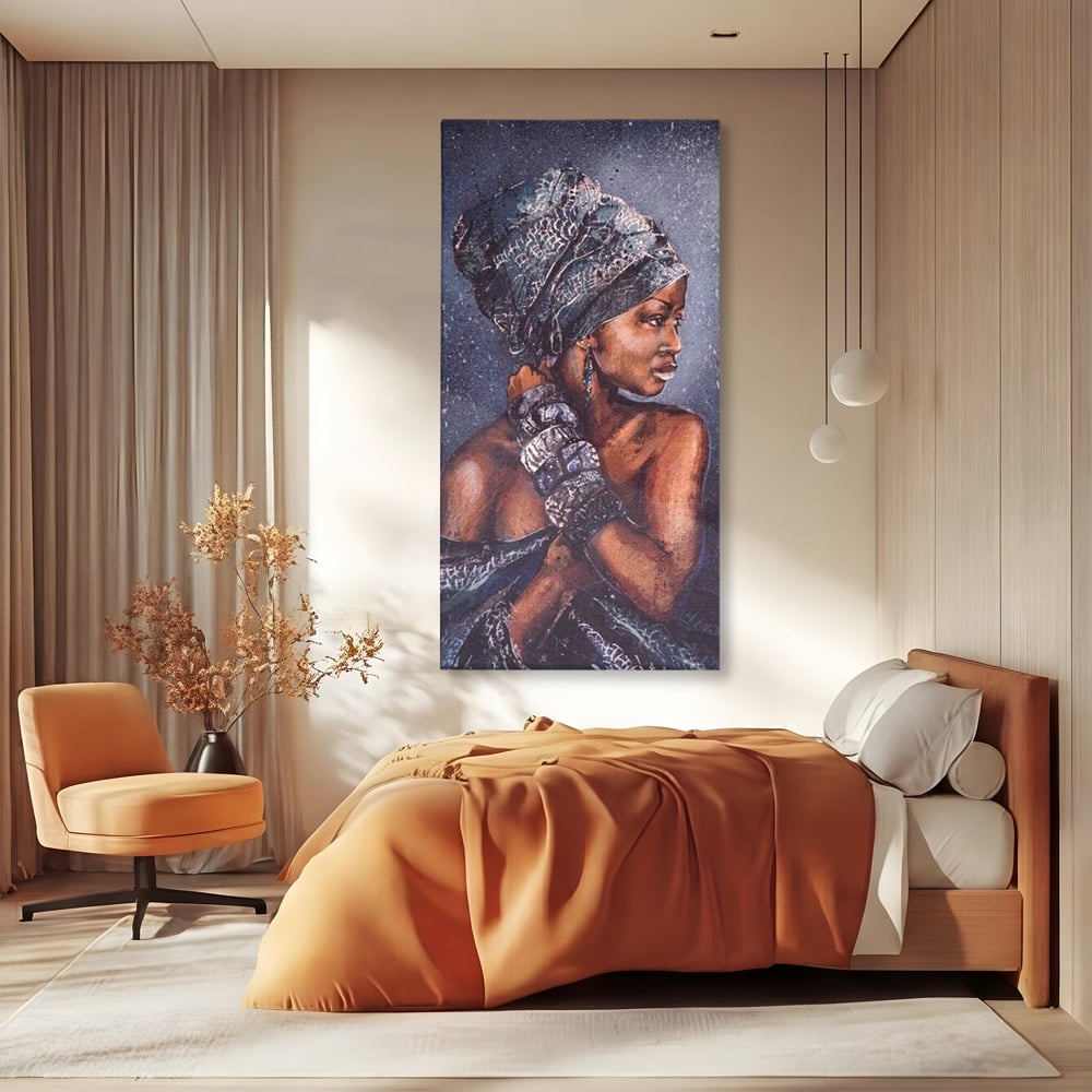 Tablou Canvas Premium LuxCanva® G1060, Aura Femeii Africane , Regala, Eterna, Turban, Cultura, Noblete, Feminism, Identitate, Living, Dormitor