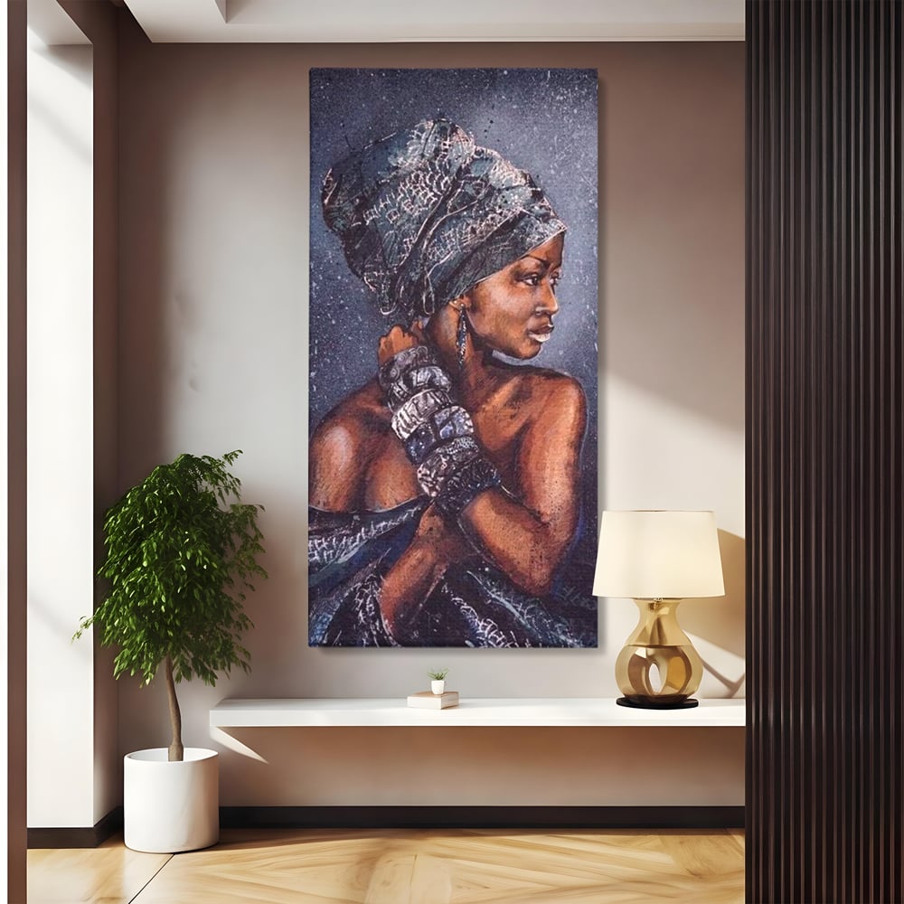 Tablou Canvas Premium LuxCanva® G1060, Aura Femeii Africane , Regala, Eterna, Turban, Cultura, Noblete, Feminism, Identitate, Living, Dormitor