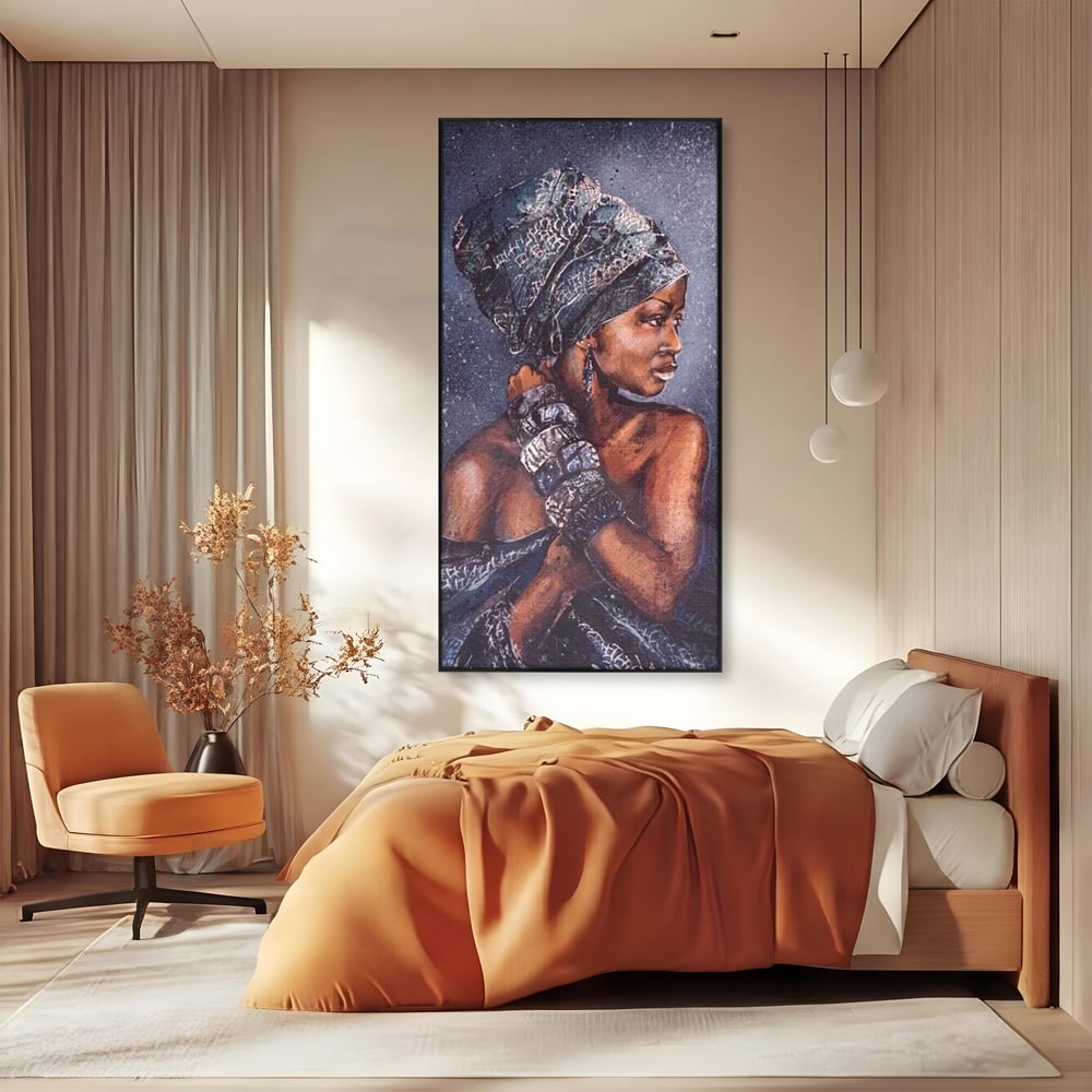 Tablou Canvas Premium LuxCanva® G1060, Aura Femeii Africane , Regala, Eterna, Turban, Cultura, Noblete, Feminism, Identitate, Living, Dormitor