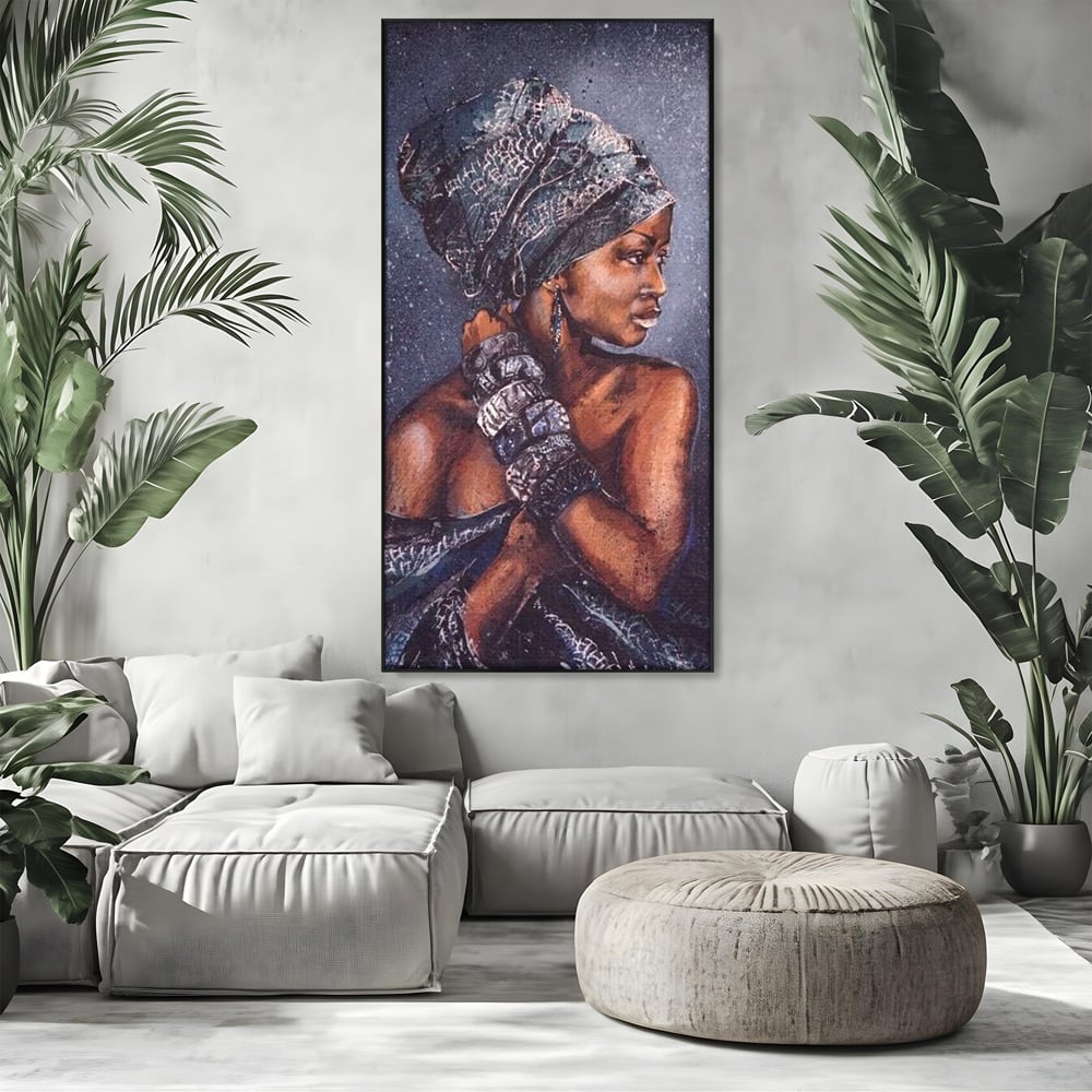 Tablou Canvas Premium LuxCanva® G1060, Aura Femeii Africane , Regala, Eterna, Turban, Cultura, Noblete, Feminism, Identitate, Living, Dormitor