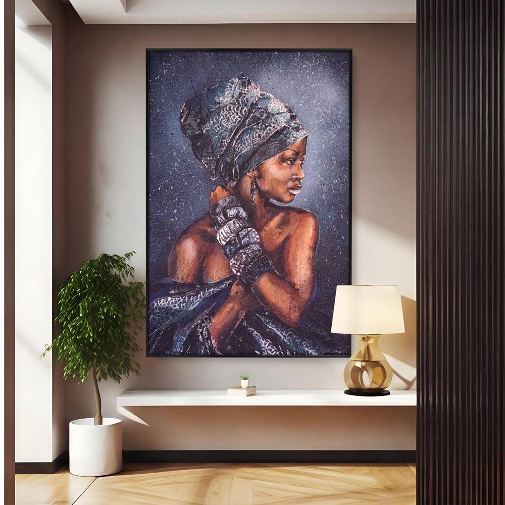 Tablou Canvas Premium LuxCanva® G1060, Aura Femeii Africane , Regala, Eterna, Turban, Cultura, Noblete, Feminism, Identitate, Living, Dormitor