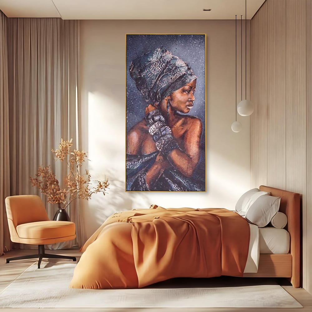 Tablou Canvas Premium LuxCanva® G1060, Aura Femeii Africane , Regala, Eterna, Turban, Cultura, Noblete, Feminism, Identitate, Living, Dormitor