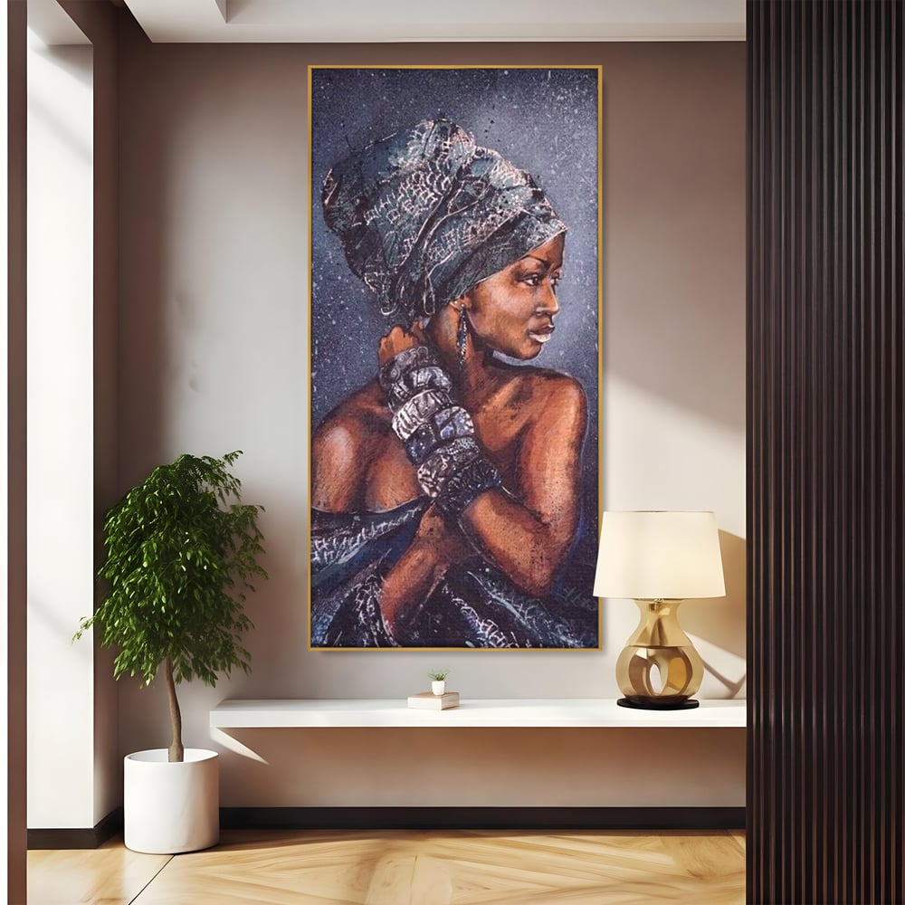 Tablou Canvas Premium LuxCanva® G1060, Aura Femeii Africane , Regala, Eterna, Turban, Cultura, Noblete, Feminism, Identitate, Living, Dormitor
