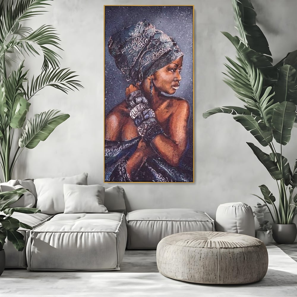 Tablou Canvas Premium LuxCanva® G1060, Aura Femeii Africane , Regala, Eterna, Turban, Cultura, Noblete, Feminism, Identitate, Living, Dormitor