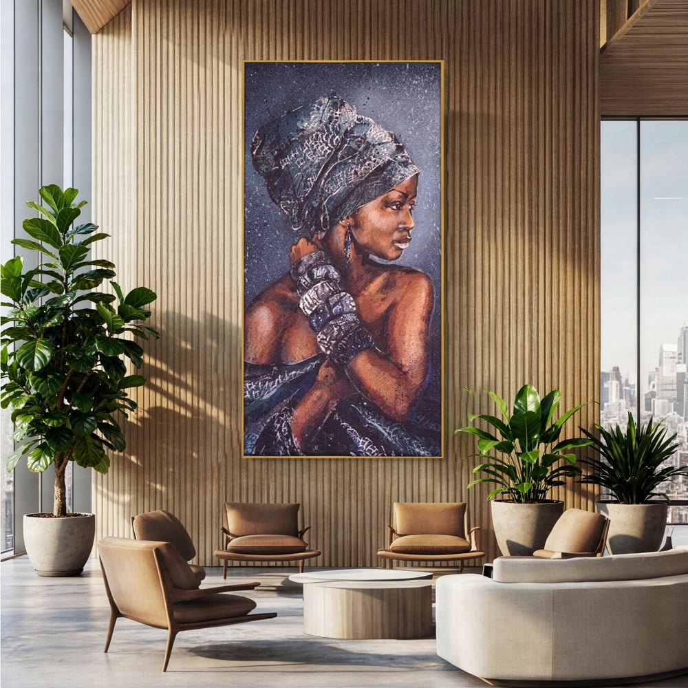 Tablou Canvas Premium LuxCanva® G1060, Aura Femeii Africane , Regala, Eterna, Turban, Cultura, Noblete, Feminism, Identitate, Living, Dormitor