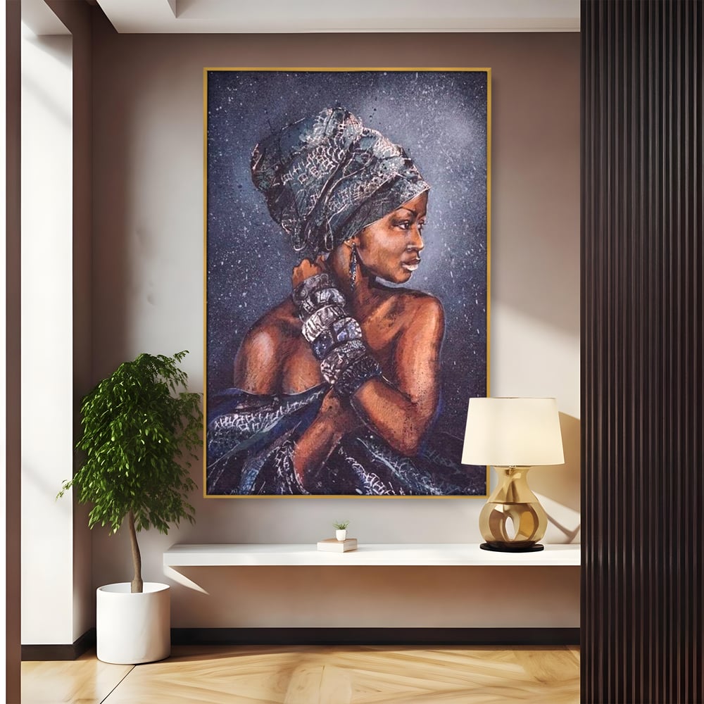 Tablou Canvas Premium LuxCanva® G1060, Aura Femeii Africane , Regala, Eterna, Turban, Cultura, Noblete, Feminism, Identitate, Living, Dormitor