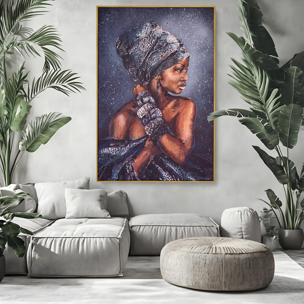 Tablou Canvas Premium LuxCanva® G1060, Aura Femeii Africane , Regala, Eterna, Turban, Cultura, Noblete, Feminism, Identitate, Living, Dormitor